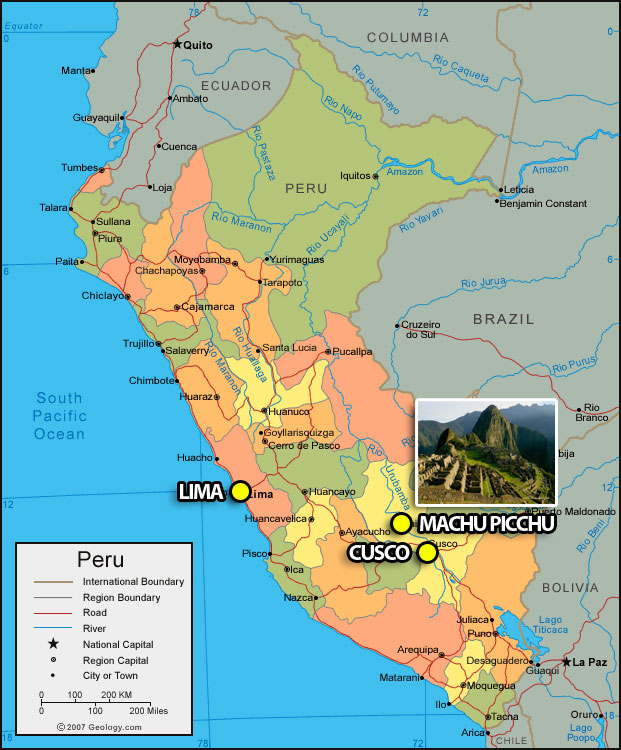 Machu Picchu Location On World Map - United States Map
